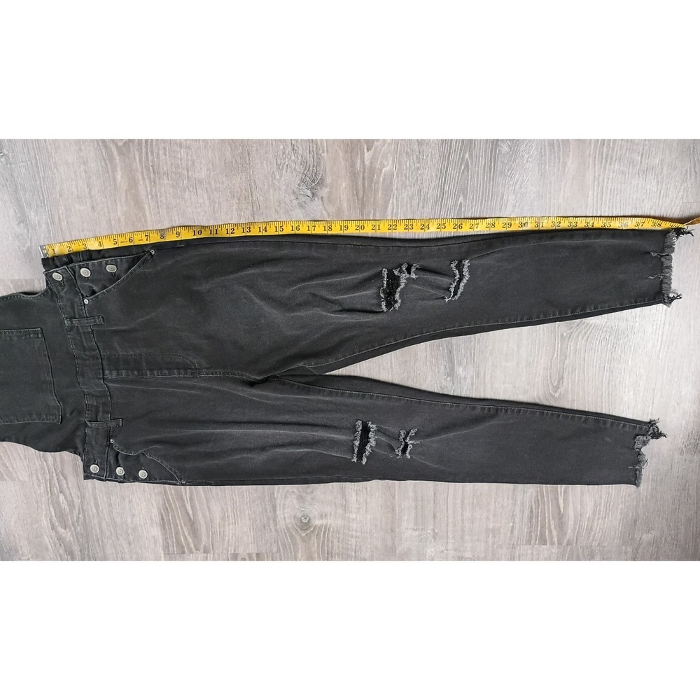 Celebrity Pink XL Overalls Womens Black Bib Skinny Adjustable Distressed Raw Hem - Picture 7 of 9